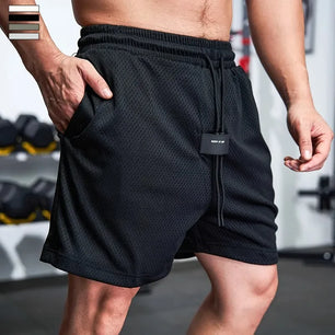 Men's Polyester Solid Pattern Breathable Fitness Sports Short