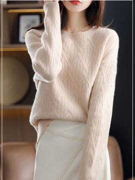 Women's Acrylic O-Neck Full Sleeves Knitted Pullover Sweater