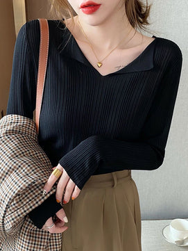 Women's Acrylic V-Neck Long Sleeves Knitted Casual Sweaters