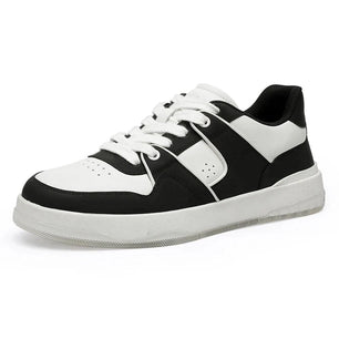 Men's Genuine Leather Round Toe Lace-Up Breathable Sneakers