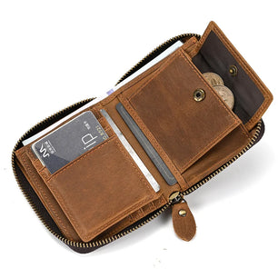 Men's Genuine Leather Solid Pattern Card Holder Trendy Wallets