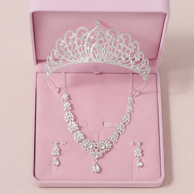 Women's Zinc Alloy Water Drop Bridal Wedding Crown Jewelry Sets