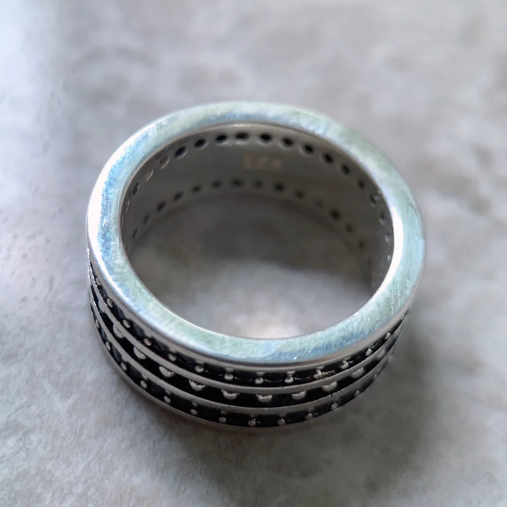 Women's 100% 925 Sterling Silver Vintage Geometric Pattern Ring