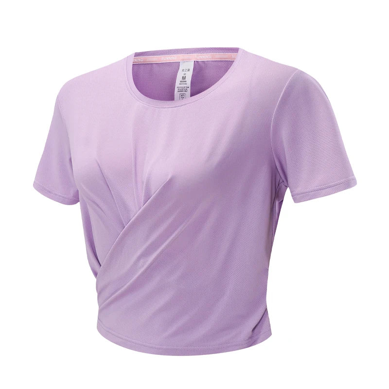 Women's Polyester O-Neck Short Sleeve Breathable Yoga Workout Top