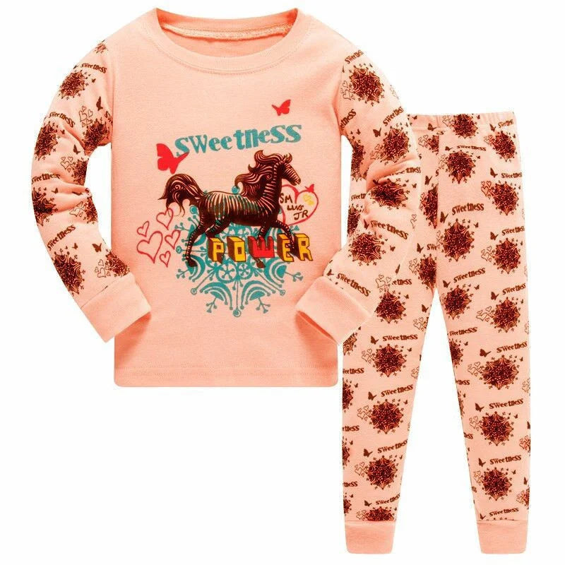 Kid's Girl Spandex O-Neck Long Sleeve Trendy Sleepwear Pajama Set