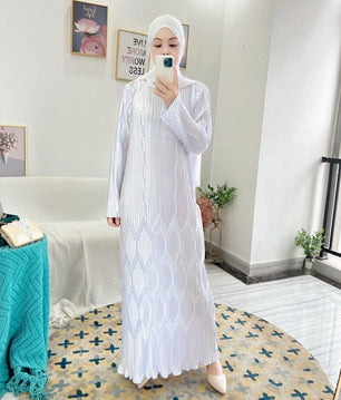 Women's Arabian Polyester Full Sleeve Patchwork Casual Dress