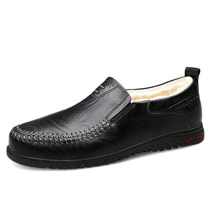 Men's Genuine Leather Round Toe Slip-On Closure Casual Wear Shoes