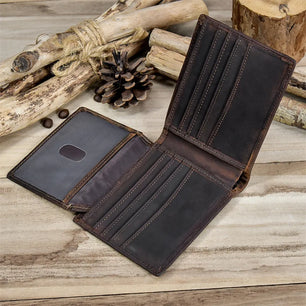 Men's Genuine Leather Solid Pattern Card Holder Vintage Wallet