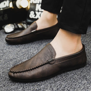 Men's PU Leather Round Toe Slip-On Closure Casual Wear Shoes