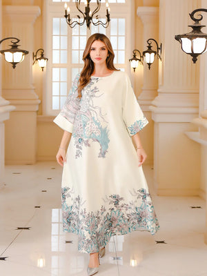 Women's Arabian Polyester Full Sleeves Printed Pattern Dress