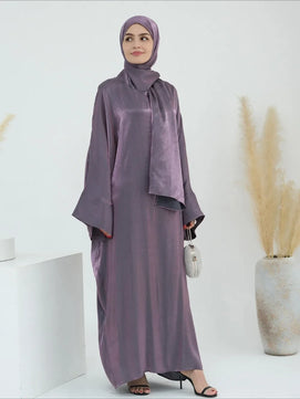 Women's Arabian Polyester Full Sleeves Solid Pattern Long Dress