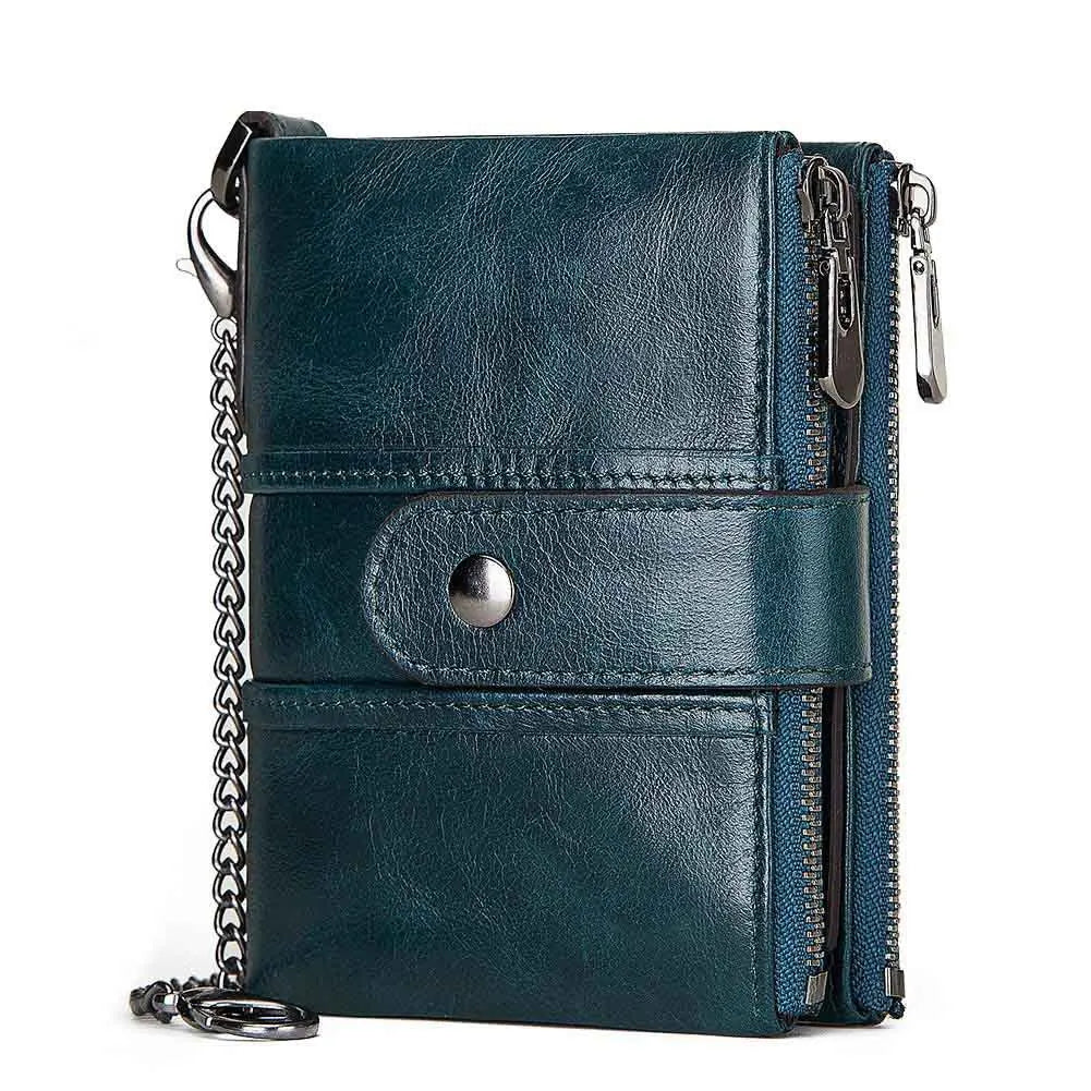 Men's Genuine Leather Card Holder Solid Pattern Trendy Wallets