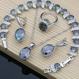 Women's 925 Sterling Silver Zircon Geometric Trendy Jewelry Set