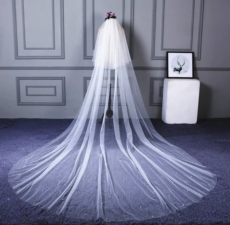 Women's Polyester Cut Edge Two-Layer Cathedral Wedding Veils