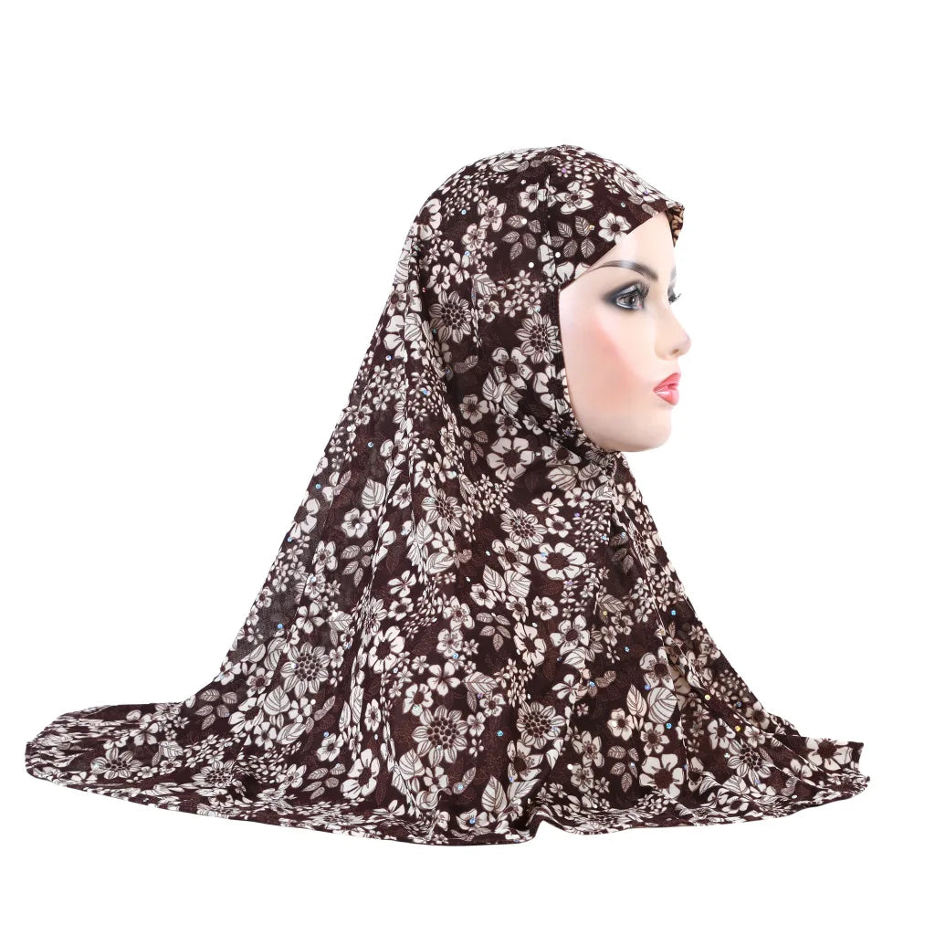 Women's Arabian Polyester Headwear Printed Pattern Casual Hijabs