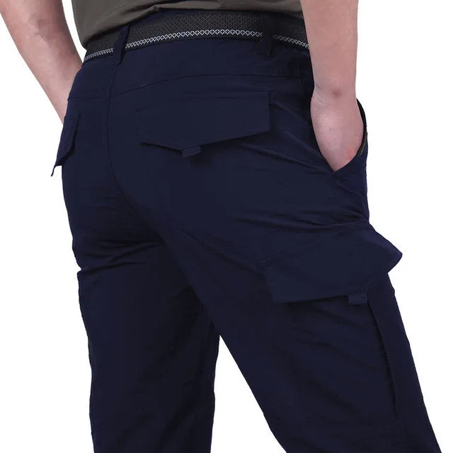 Men's Nylon Zipper Fly Closure Plain Pattern Casual Trousers