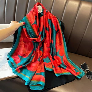 Women's Silk Neck Wrap Printed Pattern Trendy Beach Scarves