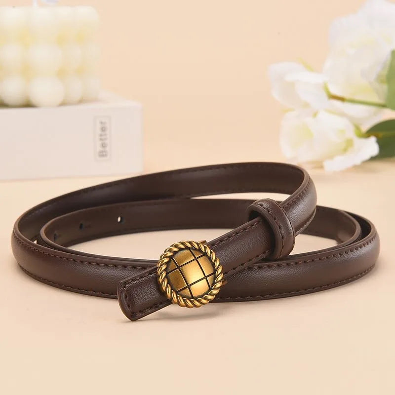 Women's Split Leather Buckle Closure Solid Pattern Trendy Belts