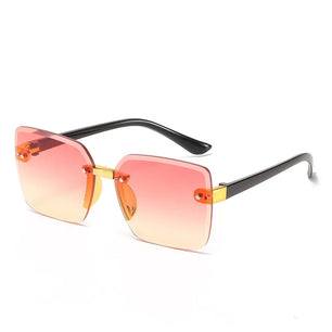 Kid's Polycarbonate Frame Square Shaped UV400 Rimless Sunglasses