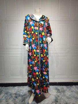 Women's Arabian Polyester Full Sleeve Printed Pattern Casual Dress