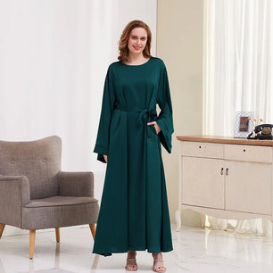 Women's Arabian Polyester Full Sleeves Solid Pattern Dresses