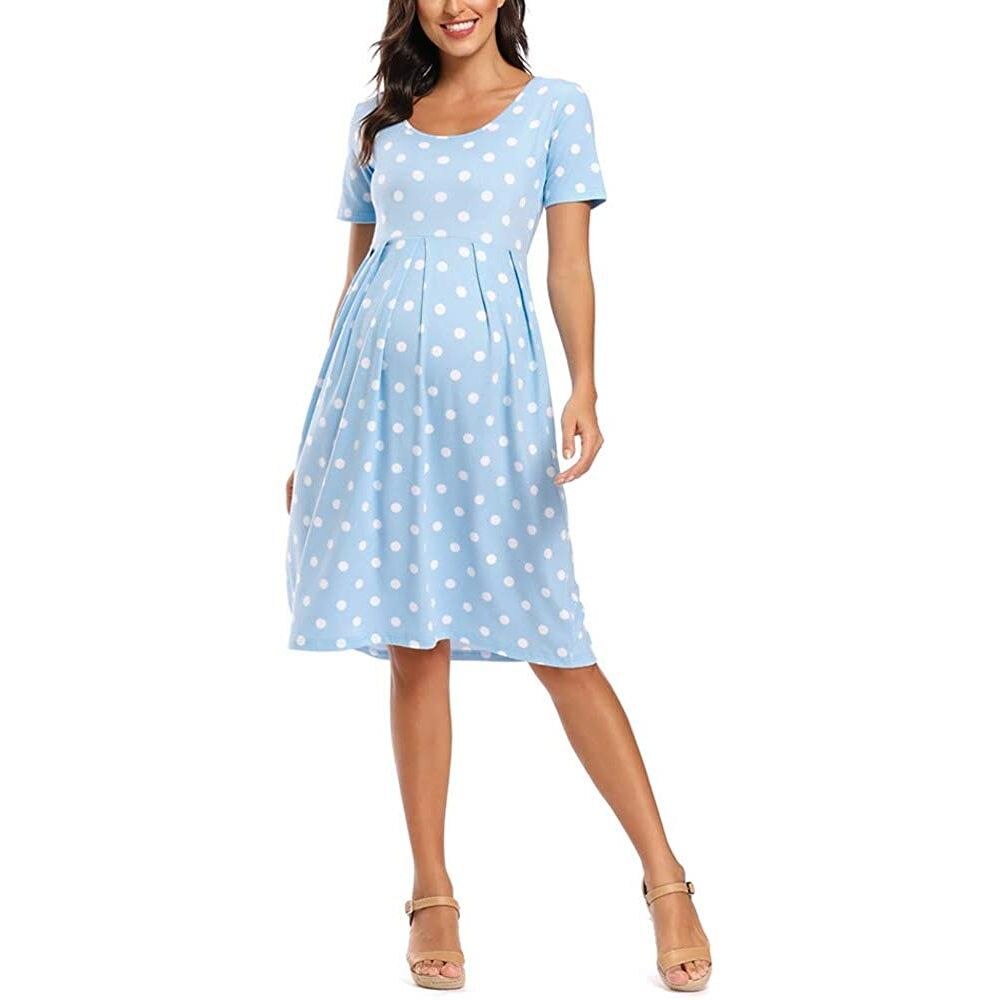 Women's Polyester Short Sleeves Polka Dot Pattern Maternity Dress