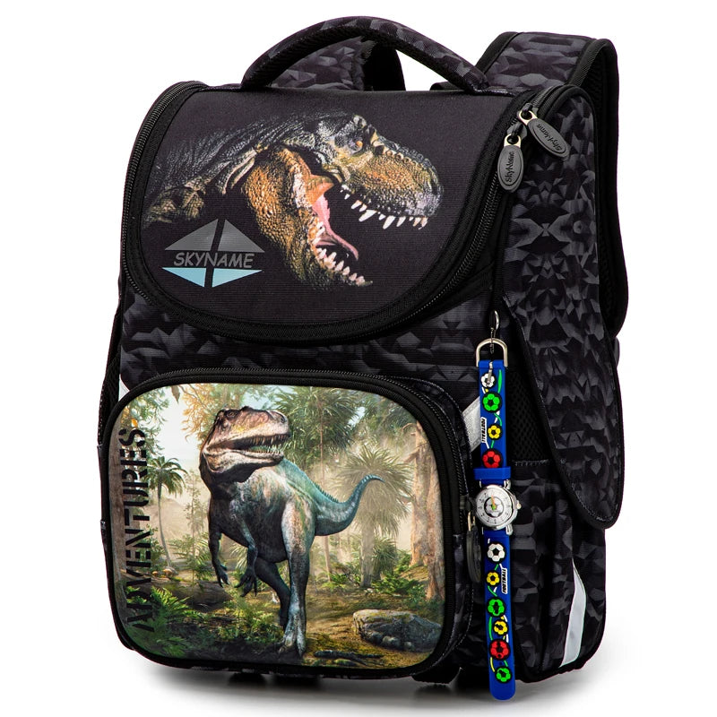 Kid's Nylon Zipper Closure Animal Pattern Trendy School Backpack