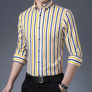 Men's Polyester Turn-Down Collar Full Sleeve Single Breasted Shirt