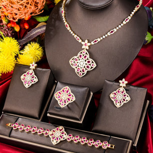 Women's Copper Cubic Zirconia Wedding Geometric Jewelry Set