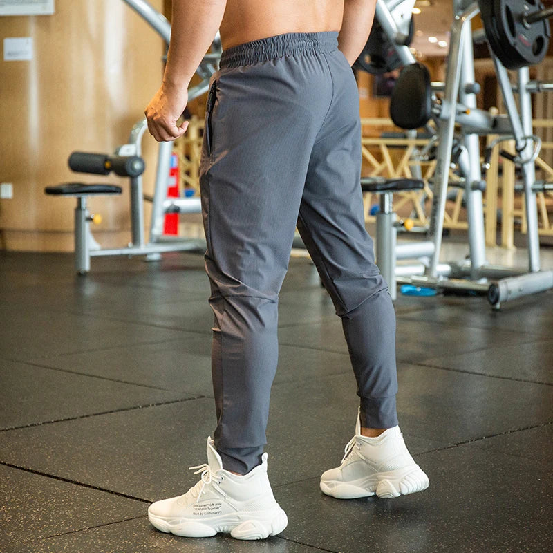 Men's Nylon Drawstring Closure Quick-Drying Gymwear Trousers