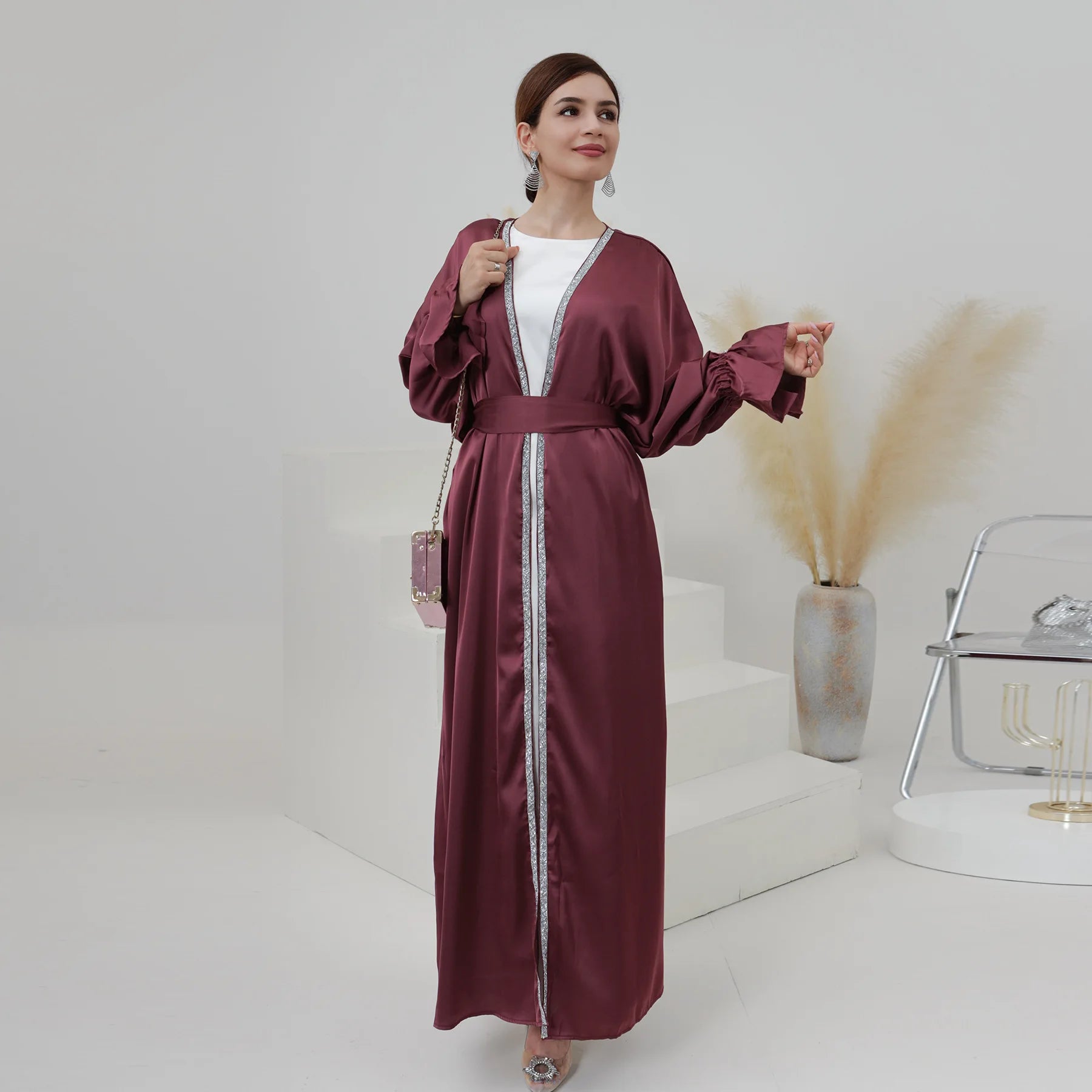 Women's Arabian Polyester Full Sleeves Solid Pattern Casual Abaya