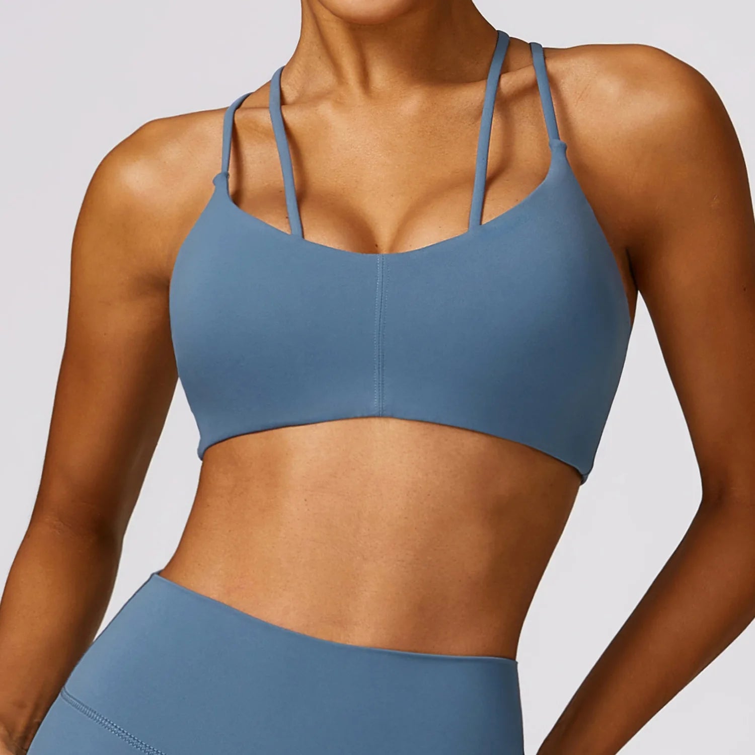 Women's Nylon Square-Neck Sleeveless Push Up Yoga Workout Top