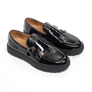 Men's Patent Leather Round Toe Slip-On Closure Formal Shoes