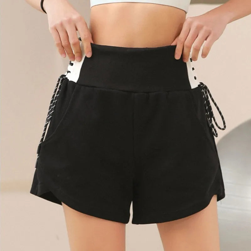 Women's Cotton High Waist Letter Pattern Fitness Workout Shorts