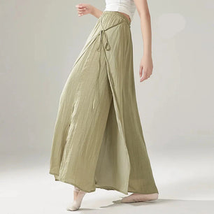 Women's Polyester Elastic Closure Solid Pattern Casual Trousers