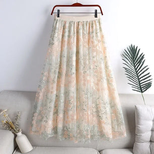 Women's Polyester High Waist Floral Pattern Casual Wear Skirts