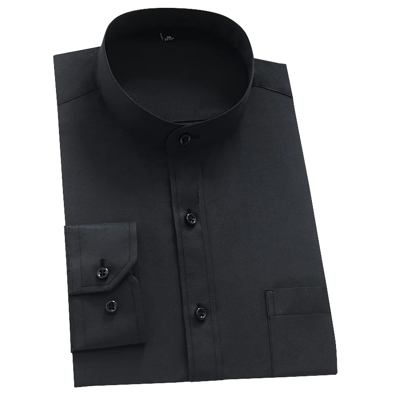 Men's Cotton Stand Collar Full Sleeve Single Breasted Formal Shirt