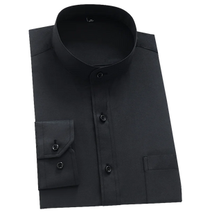 Men's Cotton Stand Collar Full Sleeve Single Breasted Formal Shirt