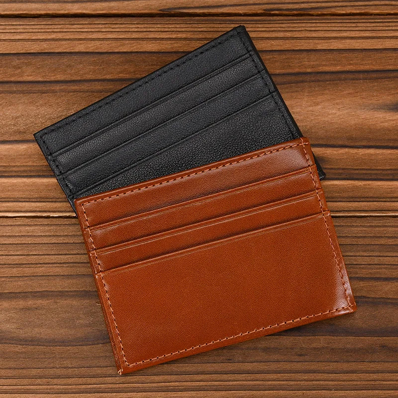 Men's Genuine Leather Solid Pattern Card Holder Trendy Wallets