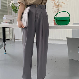 Women's Cotton High Waist Elastic Closure Casual Wear Trousers