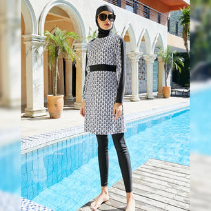 Women's Arabian Polyester Full Sleeves Printed Pattern Swimwear