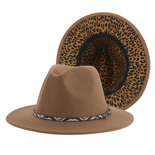 Women's Polyester Leopard Pattern Trendy Sun Protection Brim Hat