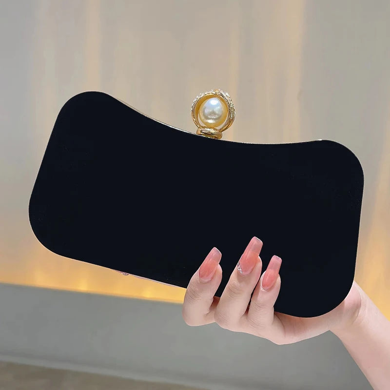 Women's Velvet Hasp Closure Sequined Classic Wedding Clutch