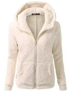 Women's Polyester Long Sleeves Solid Pattern Zipper Hooded Jacket