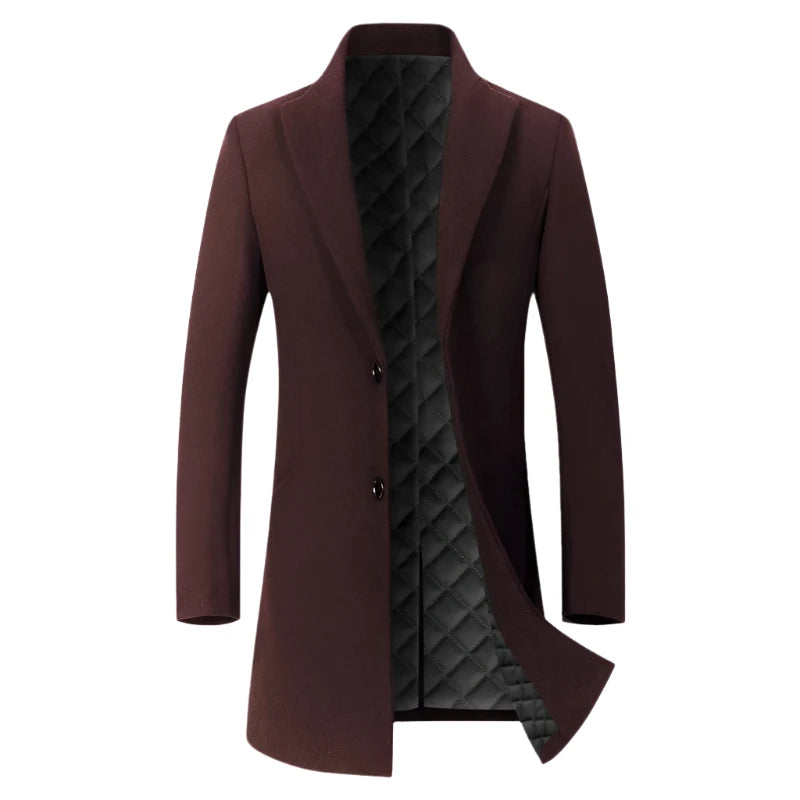 Men's Polyester Turn-Down Collar Full Sleeve Single Breasted Coat