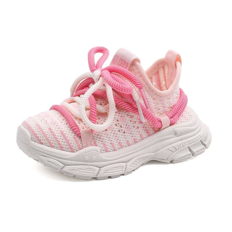 Kid's Knitted Fabric Round Toe Slip-On Closure Mixed Colors Shoes