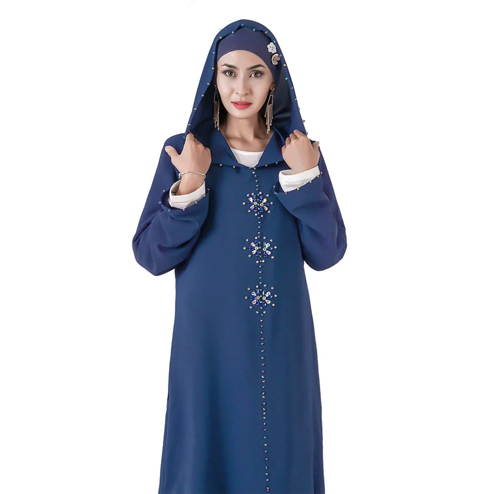 Women's Arabian Polyester Full Sleeve Beaded Pattern Casual Dress