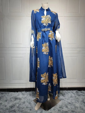 Women's Arabian Polyester Full Sleeves Embroidery Pattern Dress