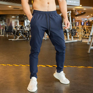 Men's Polyester Drawstring Closure Fitness Gymwear Trousers