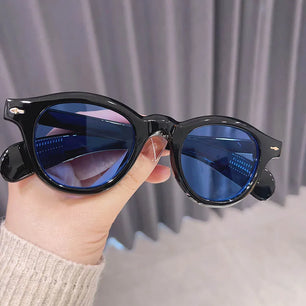 Women's Resin Frame Plastic Lens Round Shaped Trendy Sunglasses